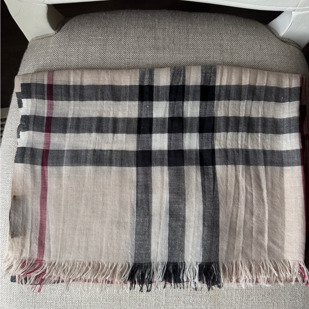 Burberry Wide Check Wool Scarf